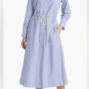 NWT. Blue Striped Shirt Dress